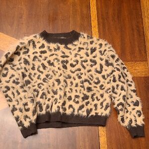 Zara Cream and Black Animal Print Sweater